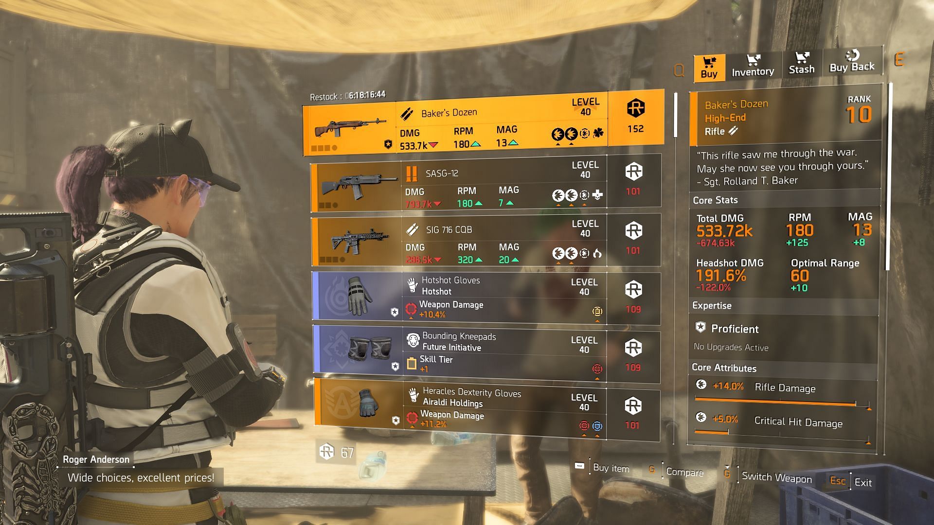 The Division 2 vendor at DZ West (Image via Sportskeeda Gaming || Ubisoft)